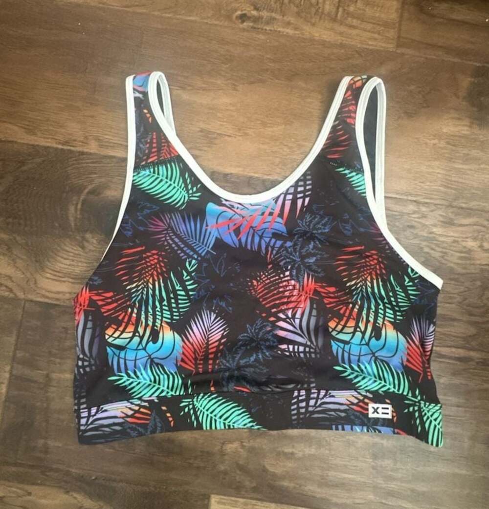 TomboyX Swim Sport Compression Top in Palm Dreams Print